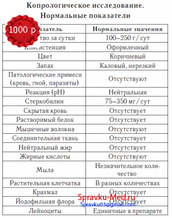 Образец анализа кала